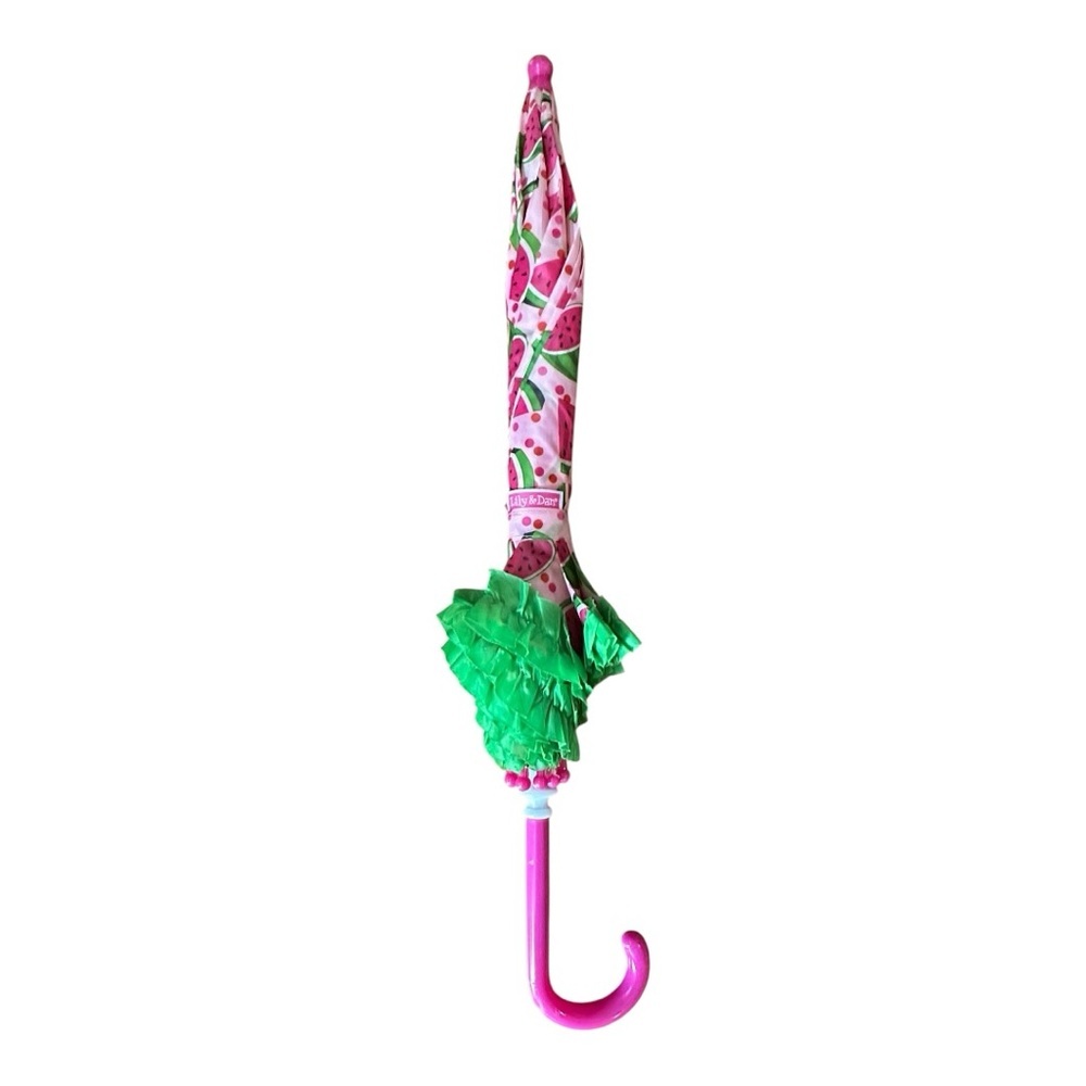 Colorful Pink and Green Watermelon Printed Kids Size Umbrella Pink Green Size OS